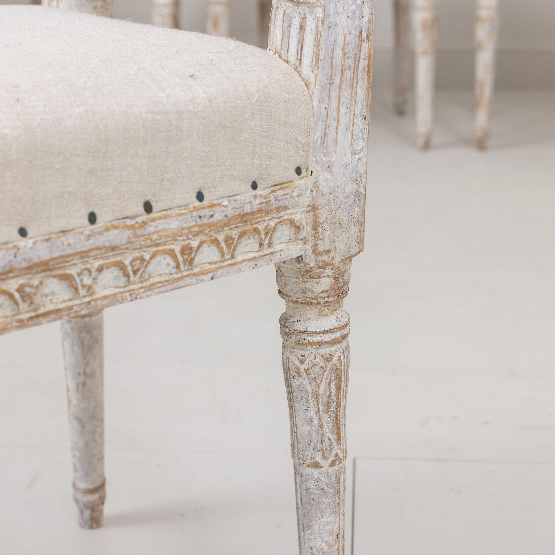 19th Century Set of Six Swedish Gustavian Period Chairs in Original Paint For Sale 15