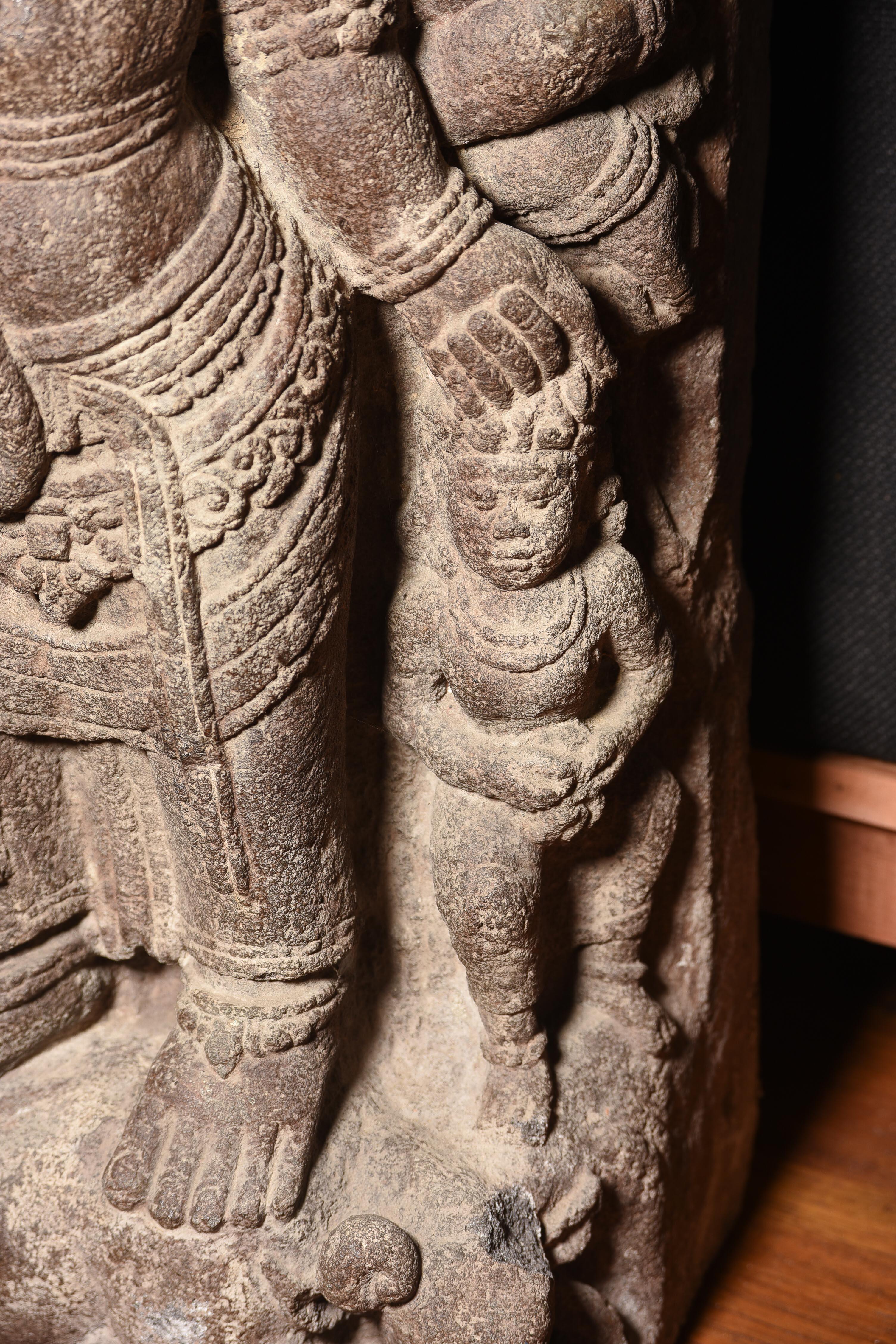 9th Century Stone Durga from Java-Stone Masterpiece, Large, Authentic - 9198 For Sale 2