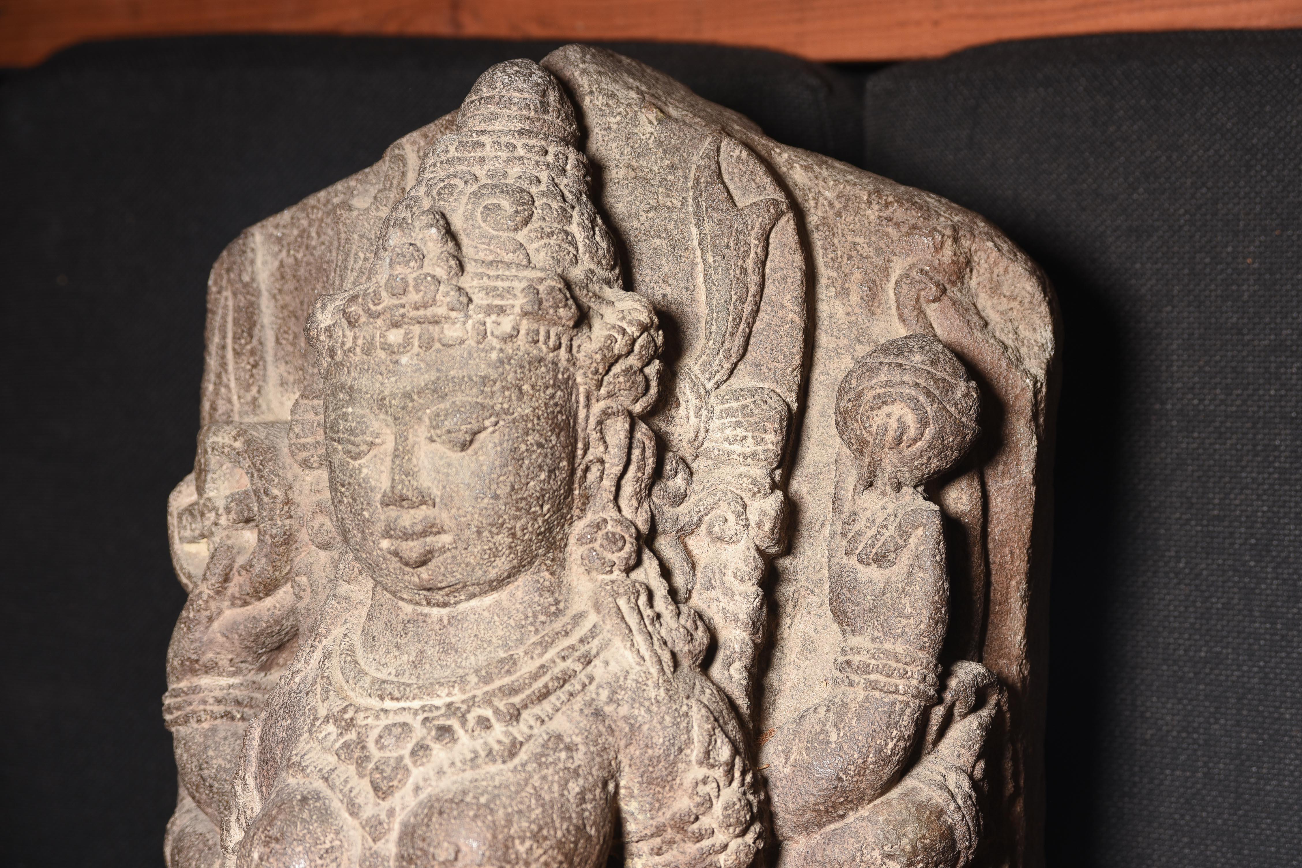9th Century Stone Durga from Java-Stone Masterpiece, Large, Authentic - 9198 For Sale 3