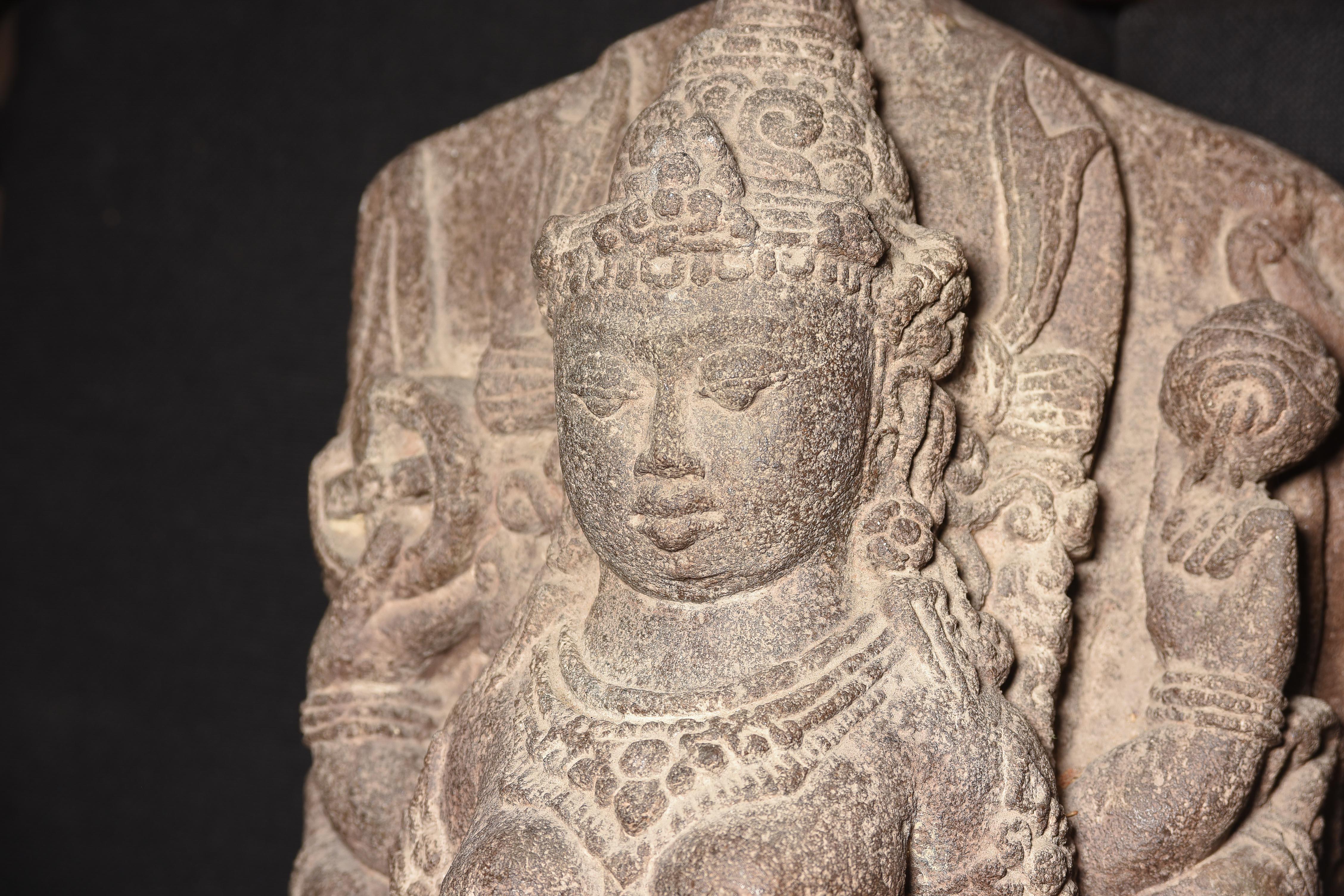 9th Century Stone Durga from Java-Stone Masterpiece, Large, Authentic - 9198 For Sale 4