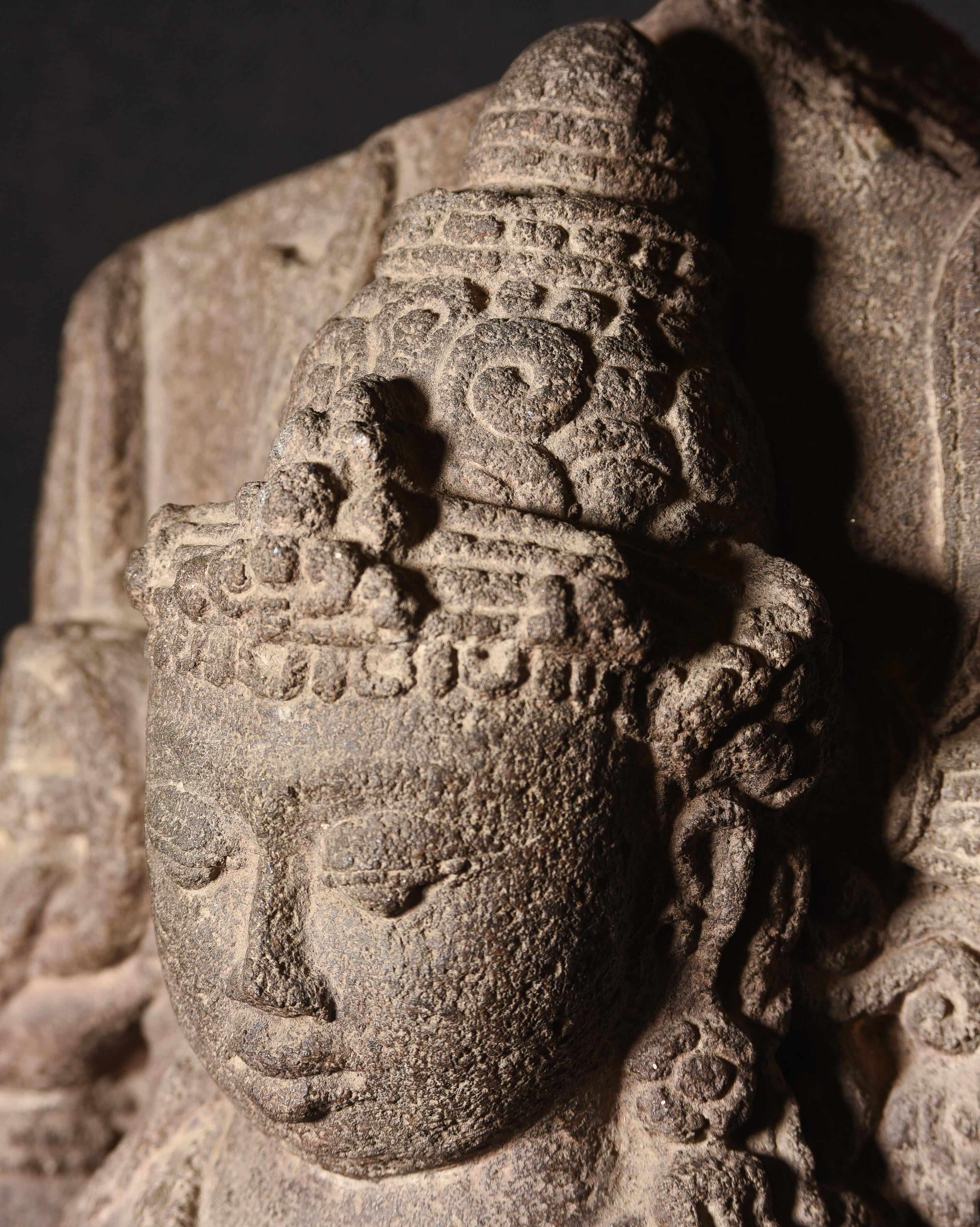 9th Century Stone Durga from Java-Stone Masterpiece, Large, Authentic - 9198 For Sale 5