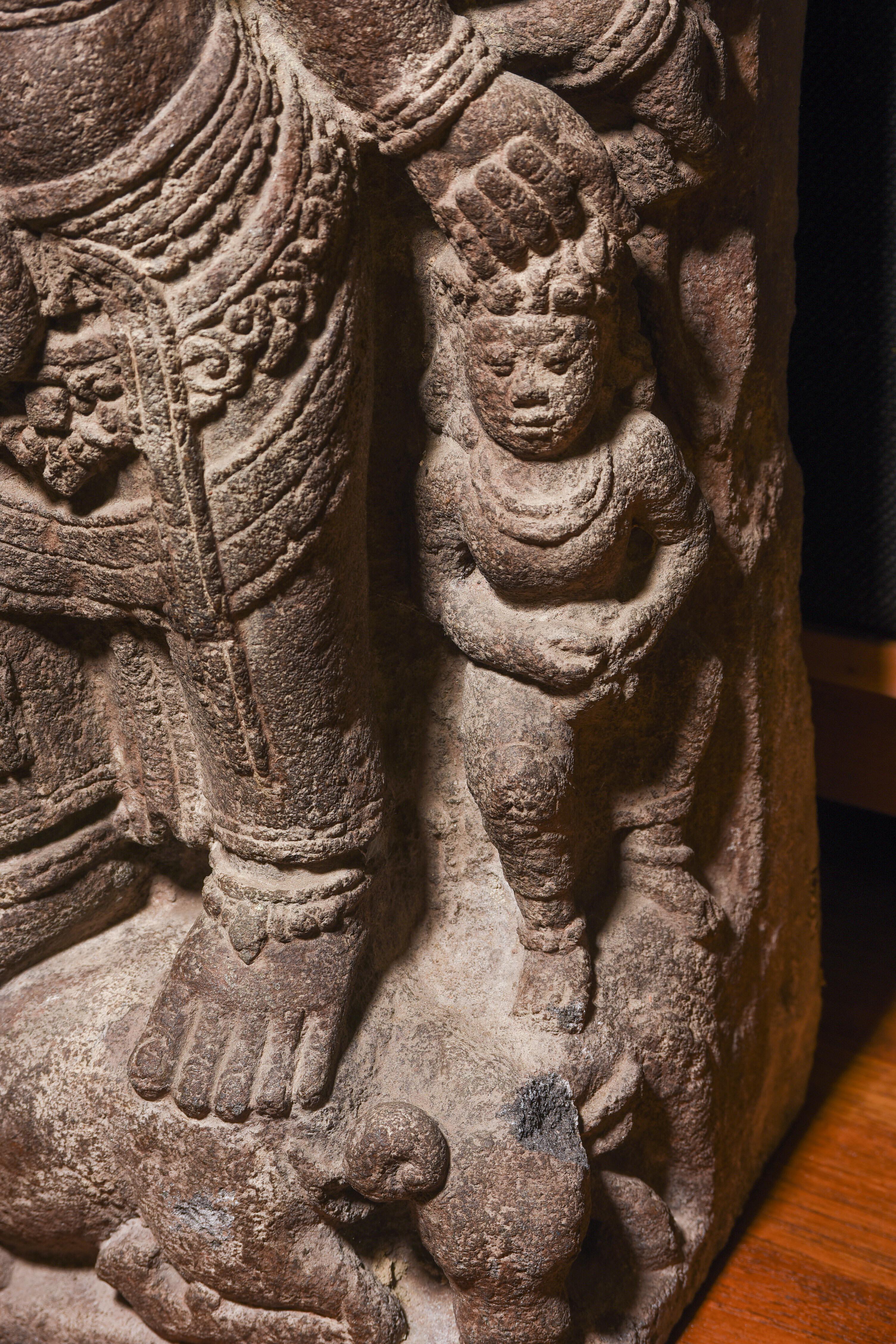 18th Century and Earlier 9th Century Stone Durga from Java-Stone Masterpiece, Large, Authentic - 9198 For Sale
