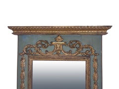 !9th Century Teal/Green and Gilt European Wall Mirror