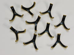 Up to 3 Mid-Century Brass Double Wall Hooks by Herta Baller, Austria, 1950s