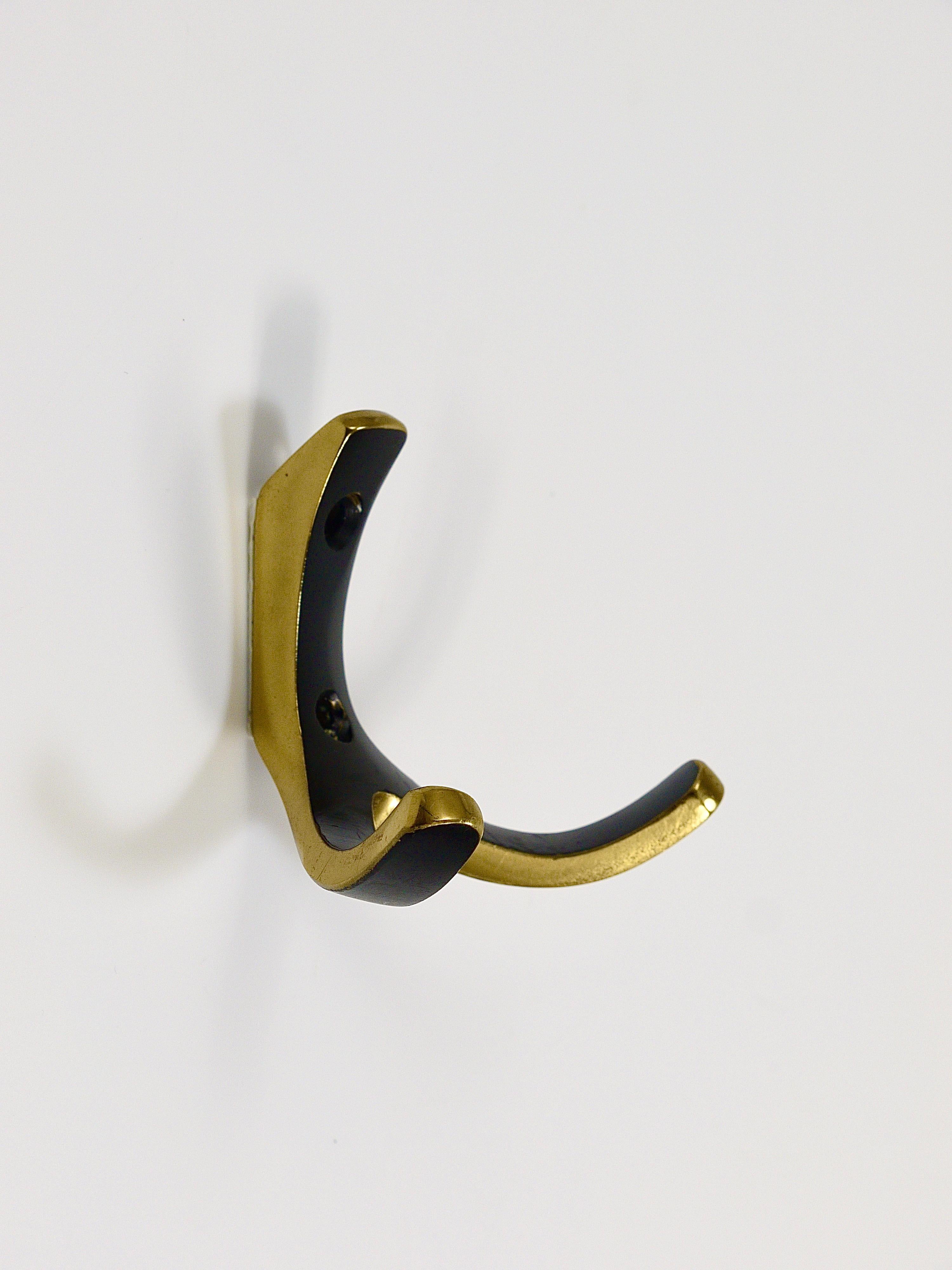 8x Mid-Century Brass Double Wall Hooks by Herta Baller, Austria, 1950s In Good Condition For Sale In Vienna, AT
