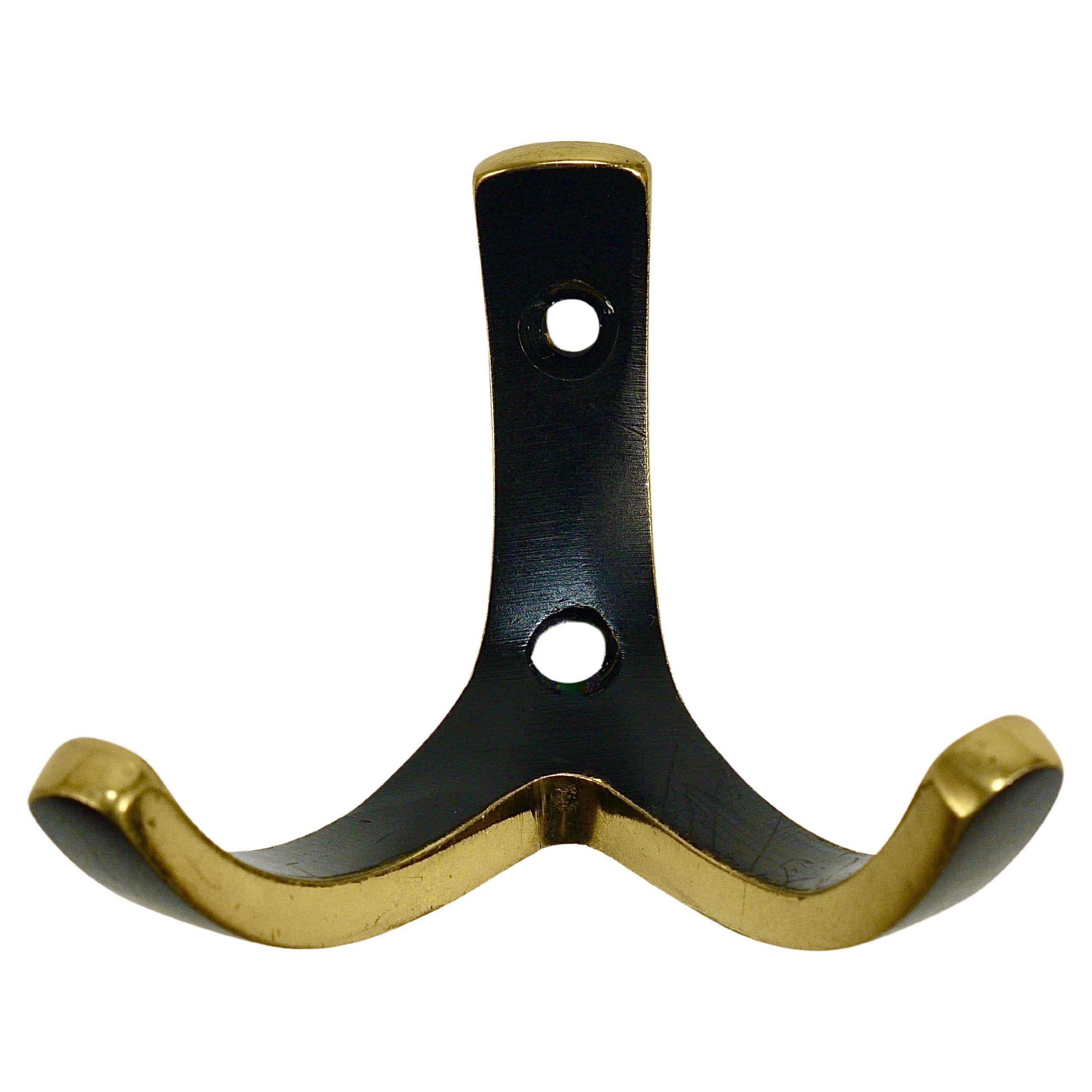 Up to 4 Mid-Century Brass Double Wall Hooks by Herta Baller, Austria, 1950s