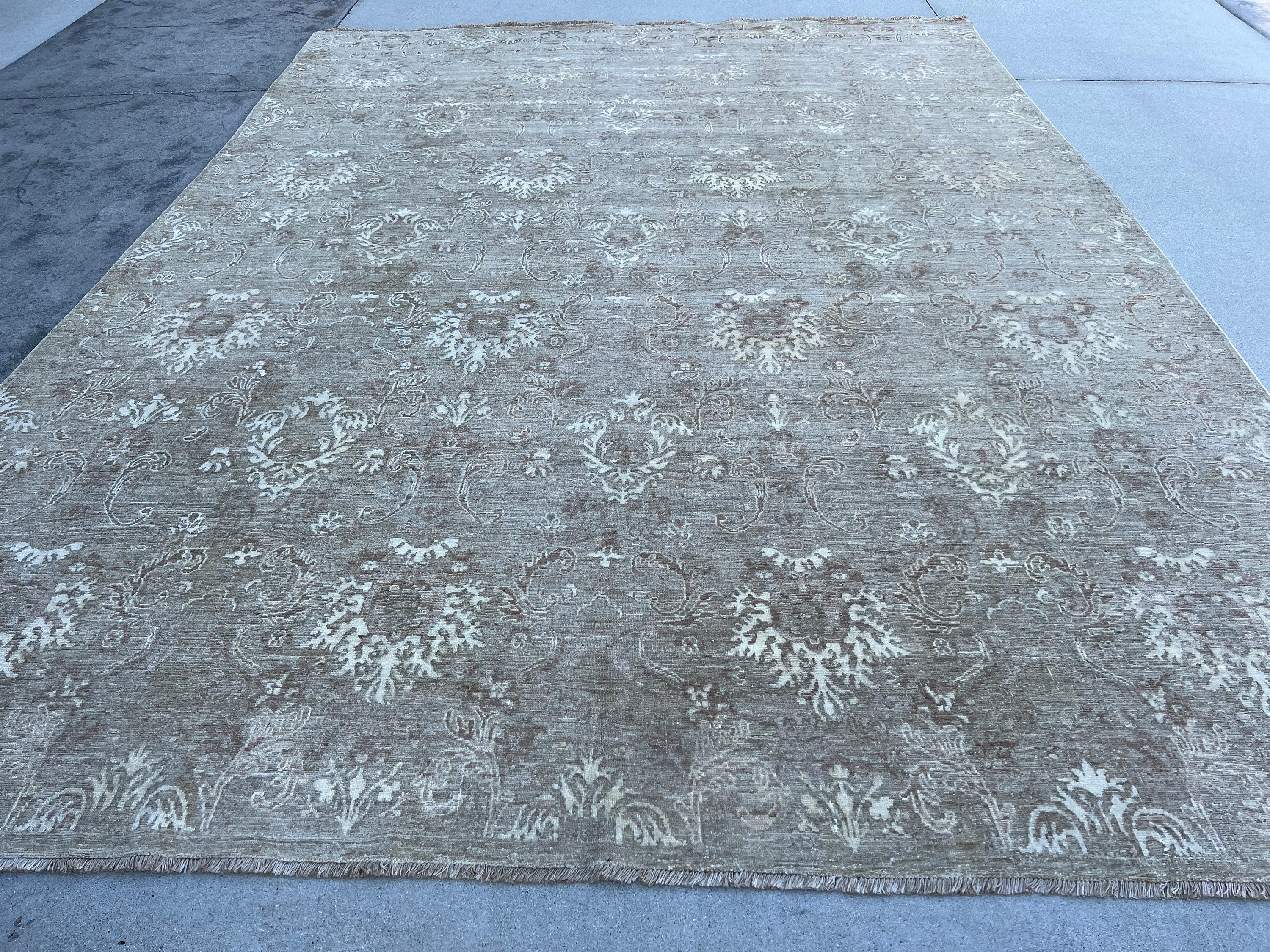 9x11 Hand-Knotted Afghan Rug Premium Hand-Spun Afghan Wool Modern Muted Neutral In New Condition For Sale In San Marcos, CA