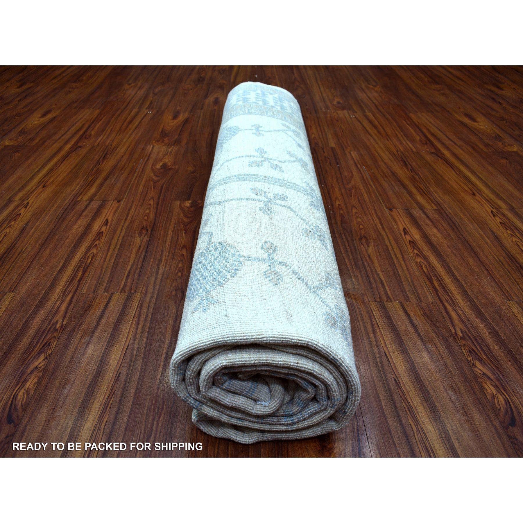 Tapis Peshawar 9'x11' Ivory Milk Wash, laine pure nouée à la main, teintures naturelles en vente 2