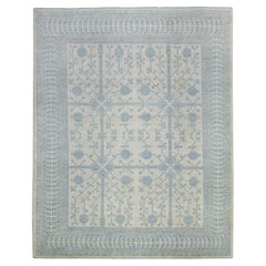 9'x11' Ivory Milk Wash Peshawar, Tappeto annodato a mano in pura lana con tinture naturali