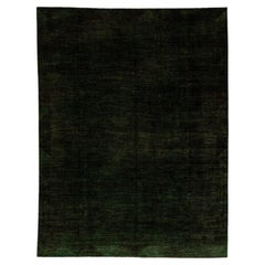 Tappeto 9x11 Moderno Verde Foresta Sovratinto - Lana annodata a mano Transition Decor