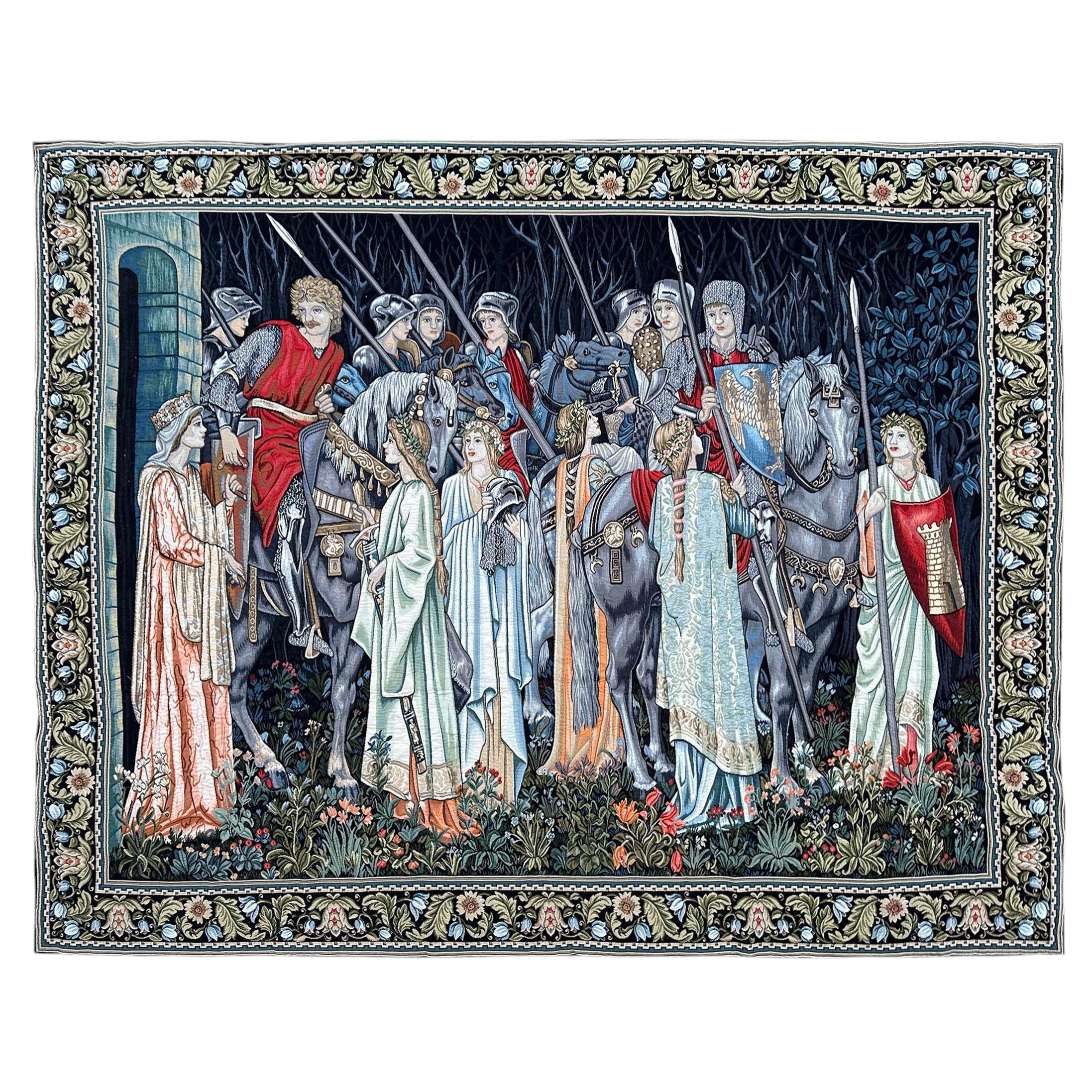 9x11 Vintage Monumental Medieval French Tapestry Lady Unicorn Millefleur