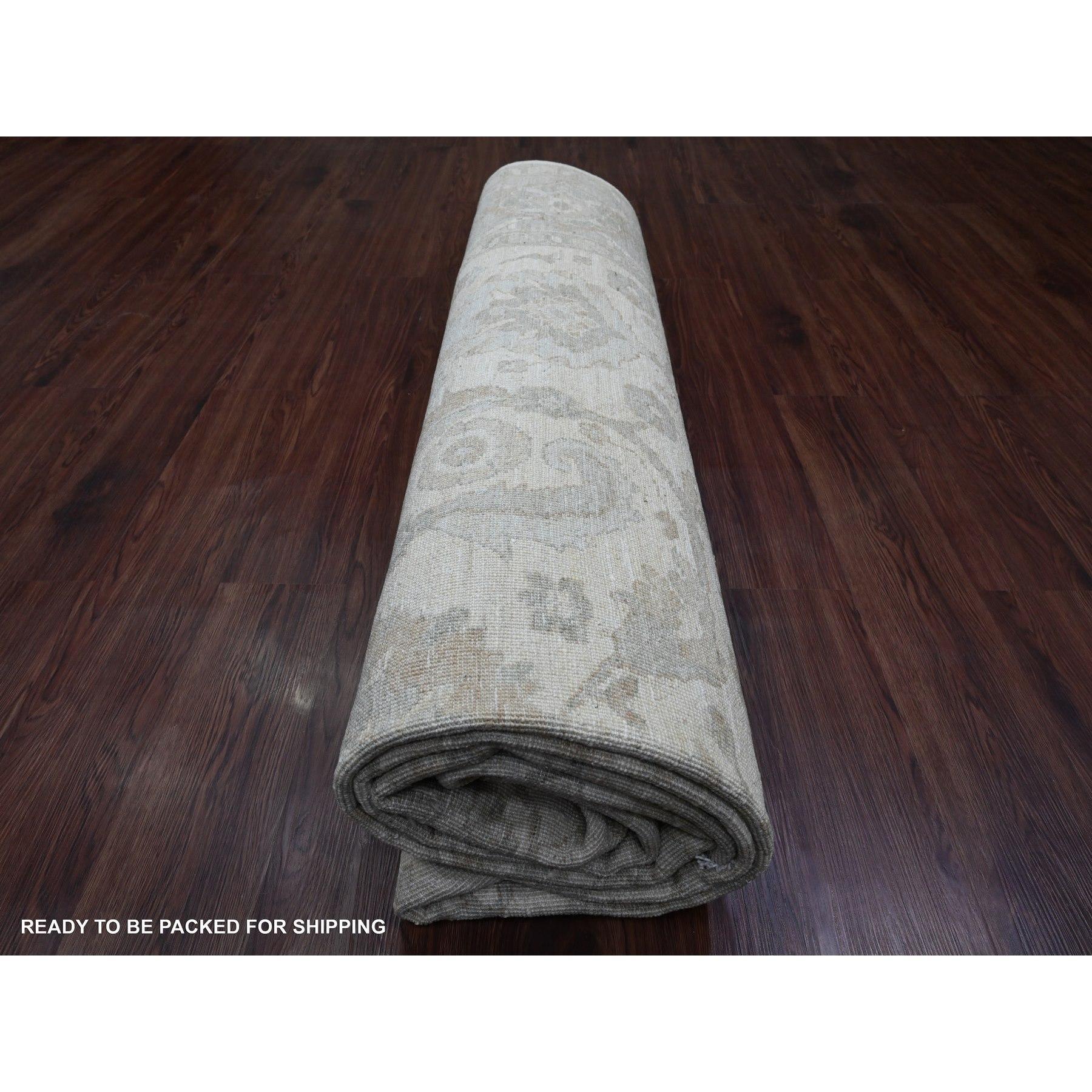 9'x11' Bianco Peshawar Heriz All Over Design annodato a mano in lana orientale in vendita 1