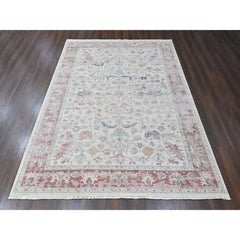 9'x11'10" Beige Antiqued Persian Heriz All Over Design Hand Knotted All Wool Rug