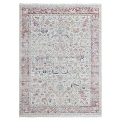 9'x11'10" Beige Antiqued Persian Heriz All Over Design Hand Knotted All Wool Rug
