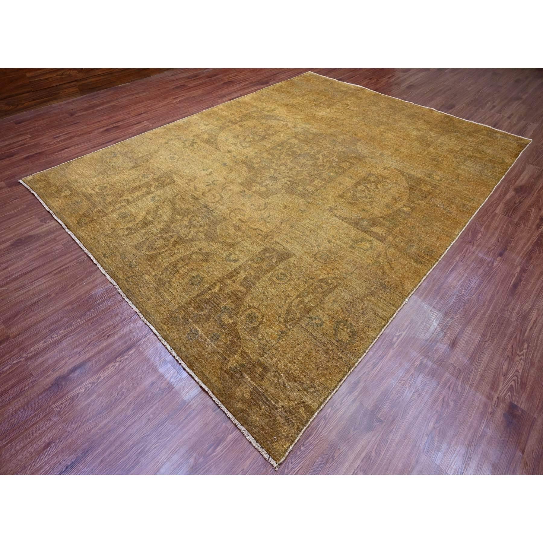 Alfombra de lana anudada a mano con influencia de diseño de jardín artesanal marrón 9'x11'10 Artes y manualidades en venta