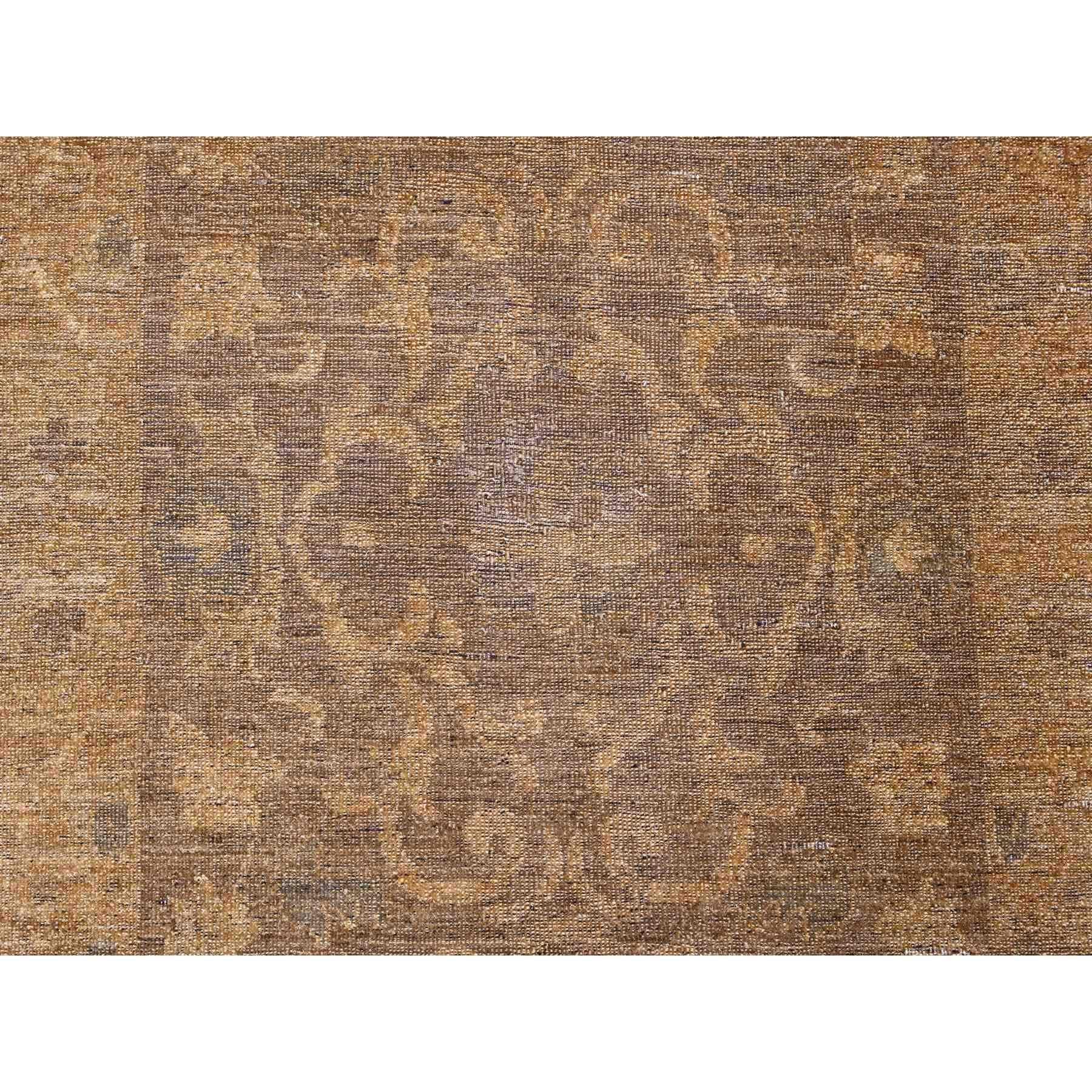 Alfombra de lana anudada a mano con influencia de diseño de jardín artesanal marrón 9'x11'10 Lana en venta