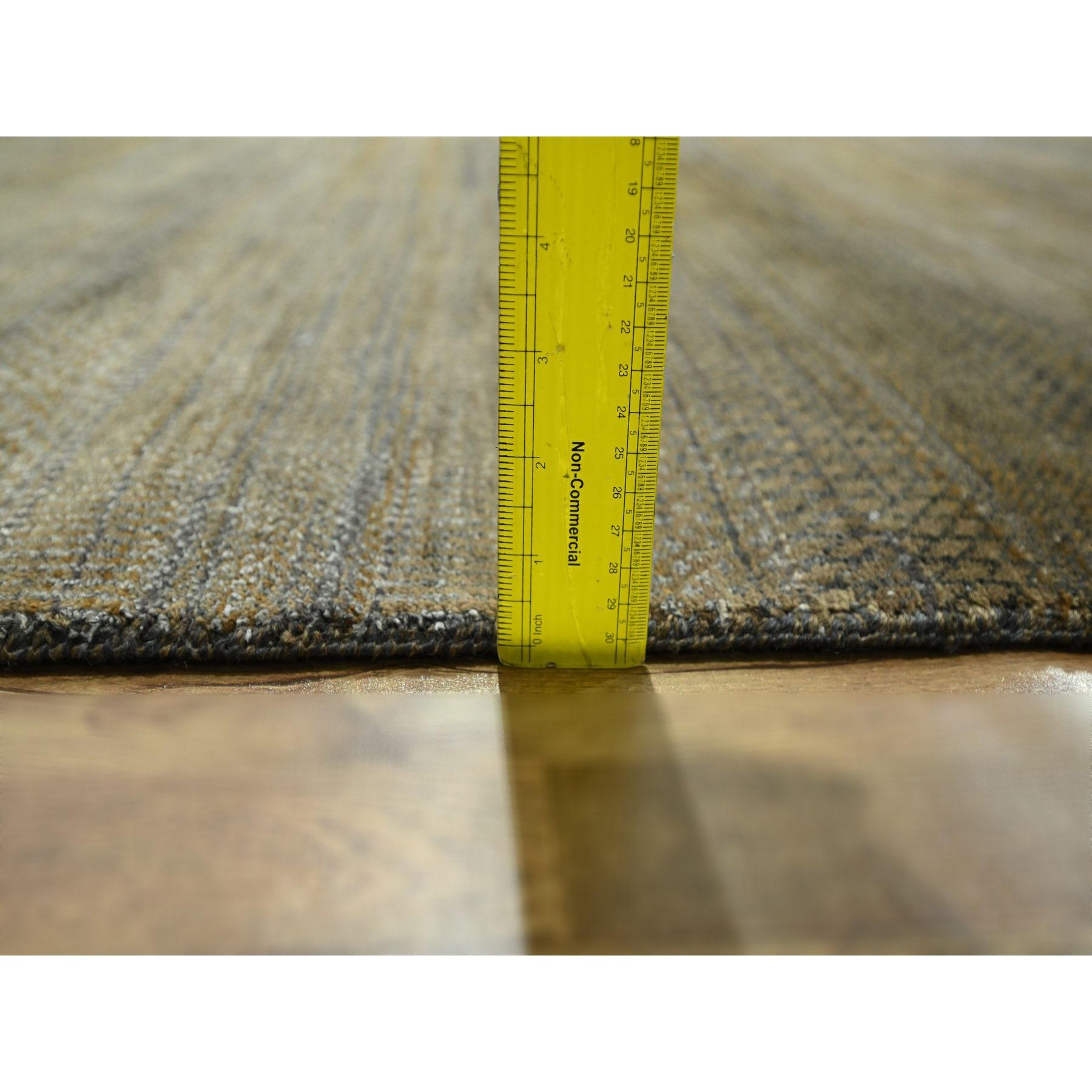 Tappeto orientale in lana e seta annodato a mano con design moderno a base di erba, di dimensioni 9'x11'10
