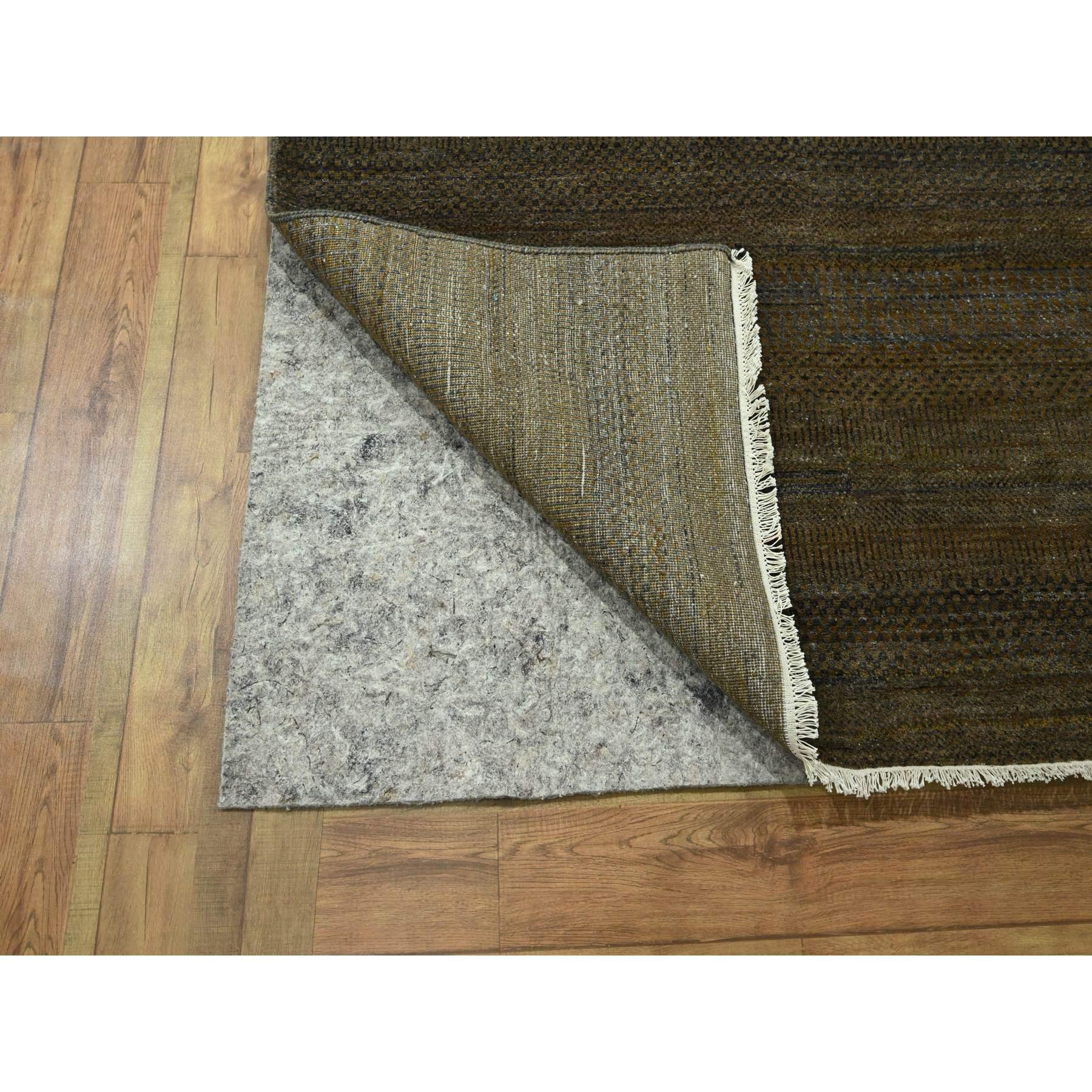 Indiano Tappeto orientale in lana e seta annodato a mano con design moderno a base di erba, di dimensioni 9'x11'10