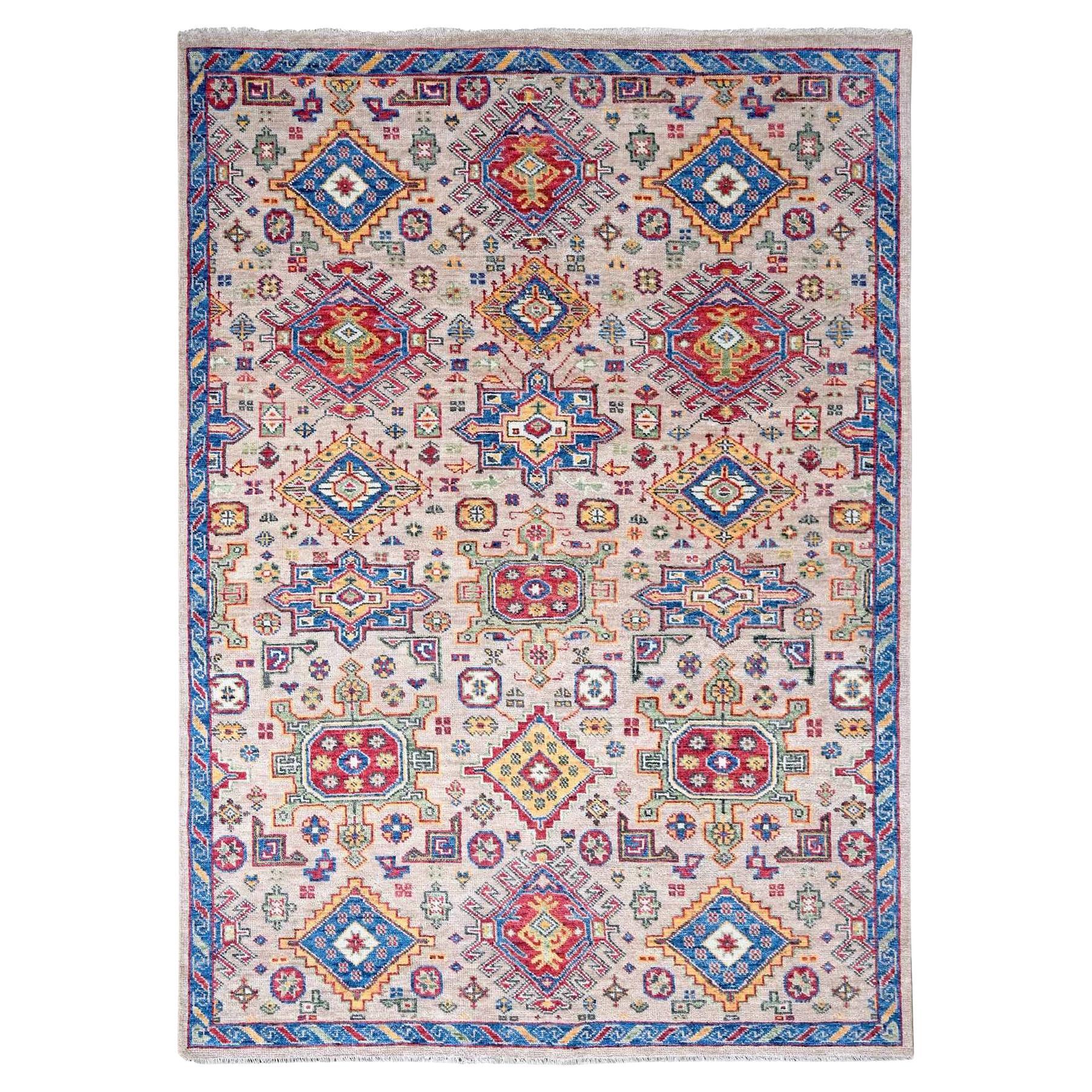 9'x11'10" Buttery Brown Geometric Design Wool Hand Knotted Oriental Rugs