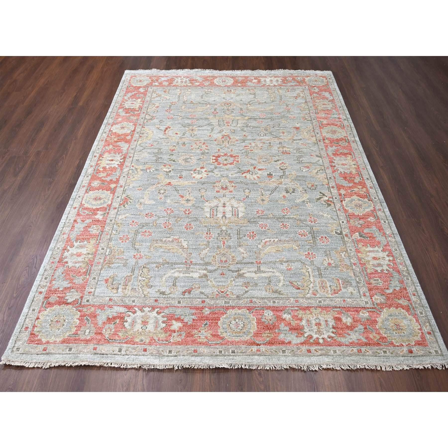This is a truly genuine one-of-a-kind Sage Green, Hand Knotted, Supple Collection Lush and Plush, Oushak Design, Pure Wool, Round Oriental Rug.  It has been Knotted for months and months in the old weaving craftsmanship techniques by expert