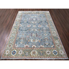 9'x11'10" Debonair Gray All Wool Hand Knotted All Over Heriz Design Oriental Rug