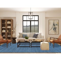 9'x11'10" Denim Blue Modern Design Soft and Plush Wool Hand Loomed Rug