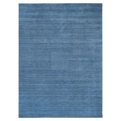 9'x11'10" Denim Blau Modern Design Weich und Plüsch Wolle Hand gewebte Teppich