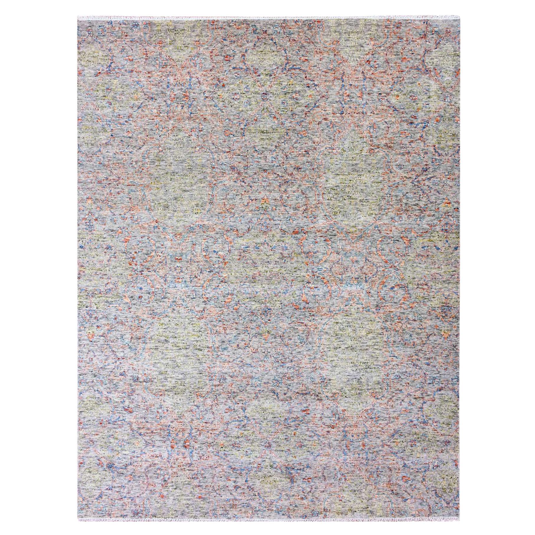 9'x11'10" Gray Goose Oushak influence with Salt and Pepper Motif Pure Wool Rug For Sale