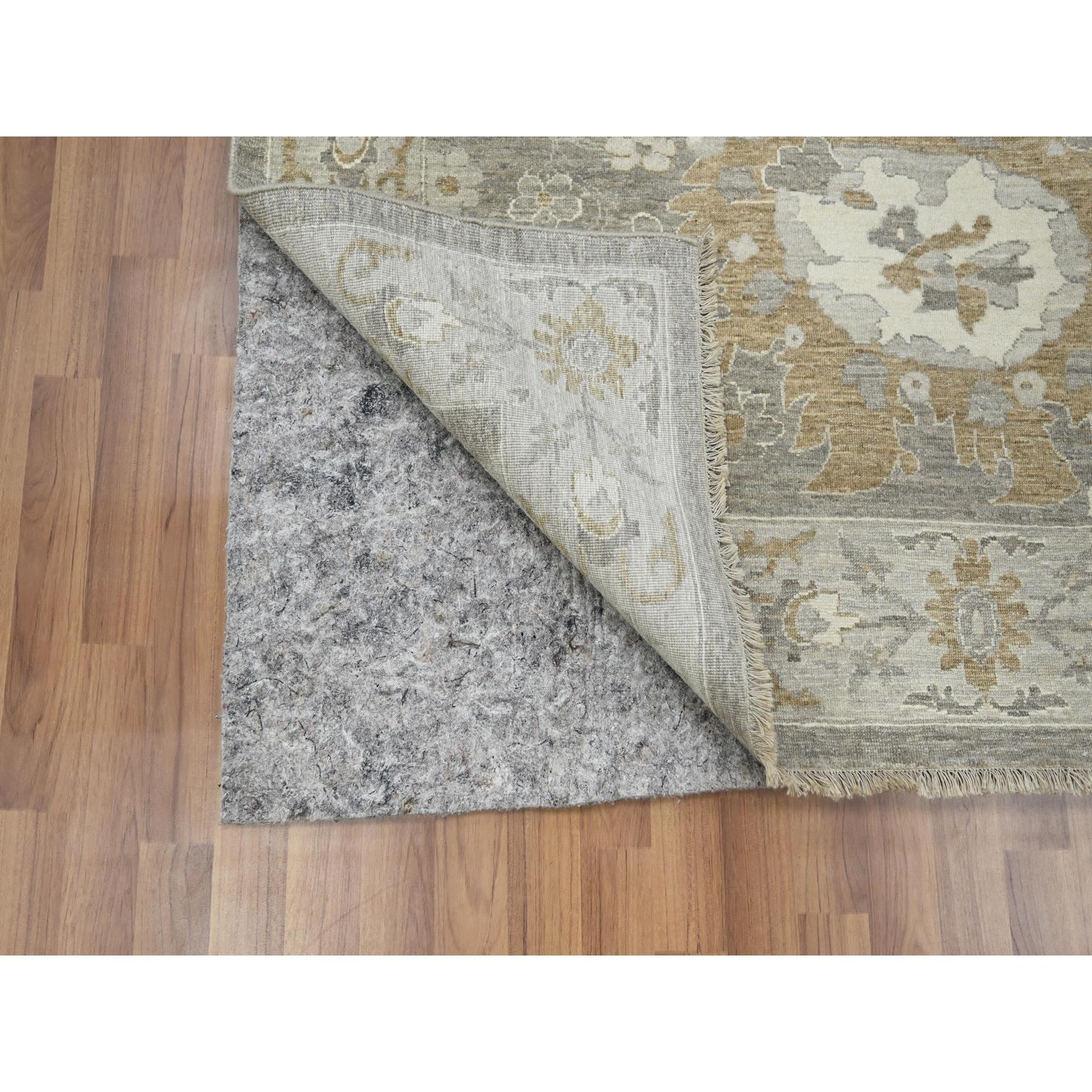 Indien Tapis oriental gris noué à la main avec motif de fleurs de Ziegler Mahal 9'x11'10
