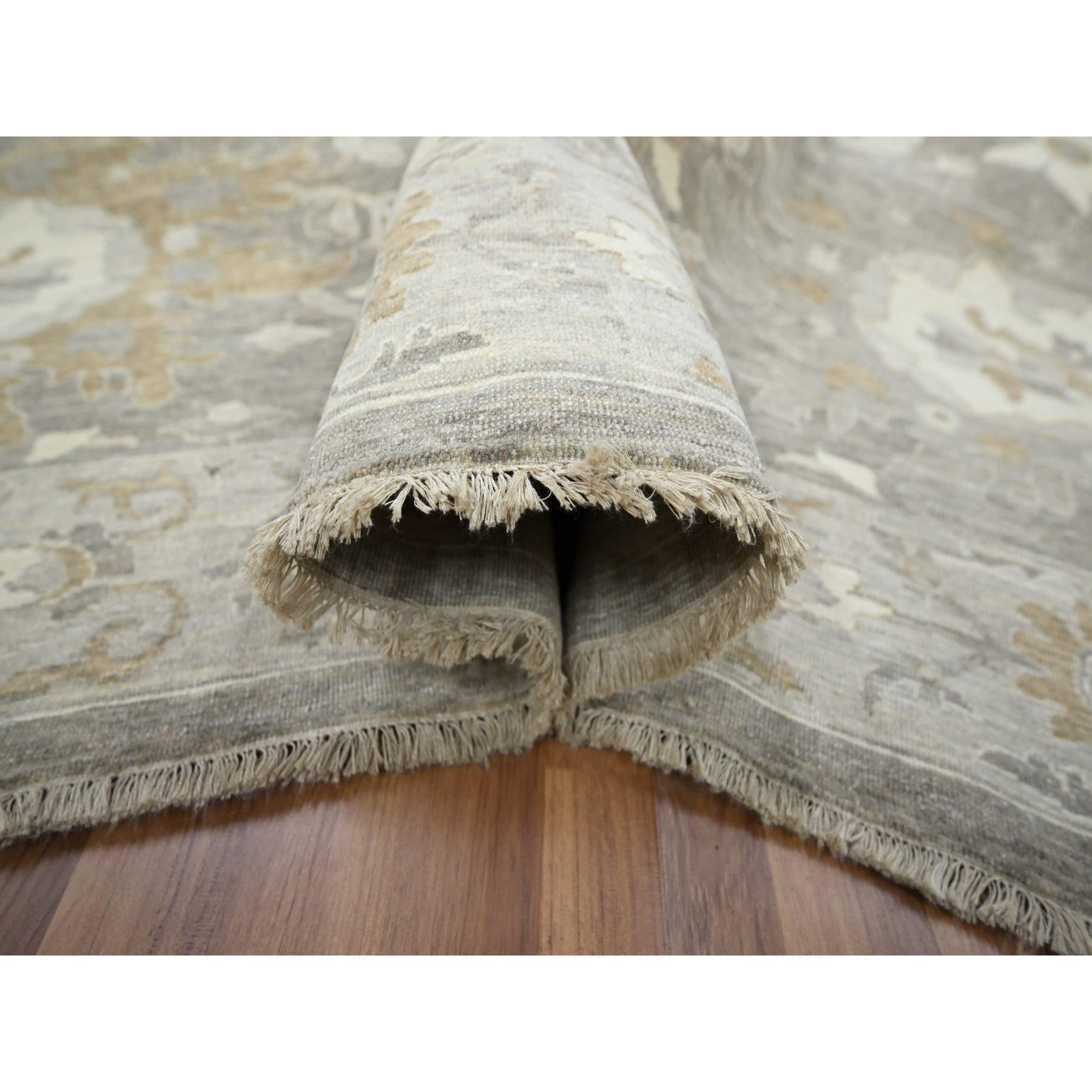 Noué à la main Tapis oriental gris noué à la main avec motif de fleurs de Ziegler Mahal 9'x11'10