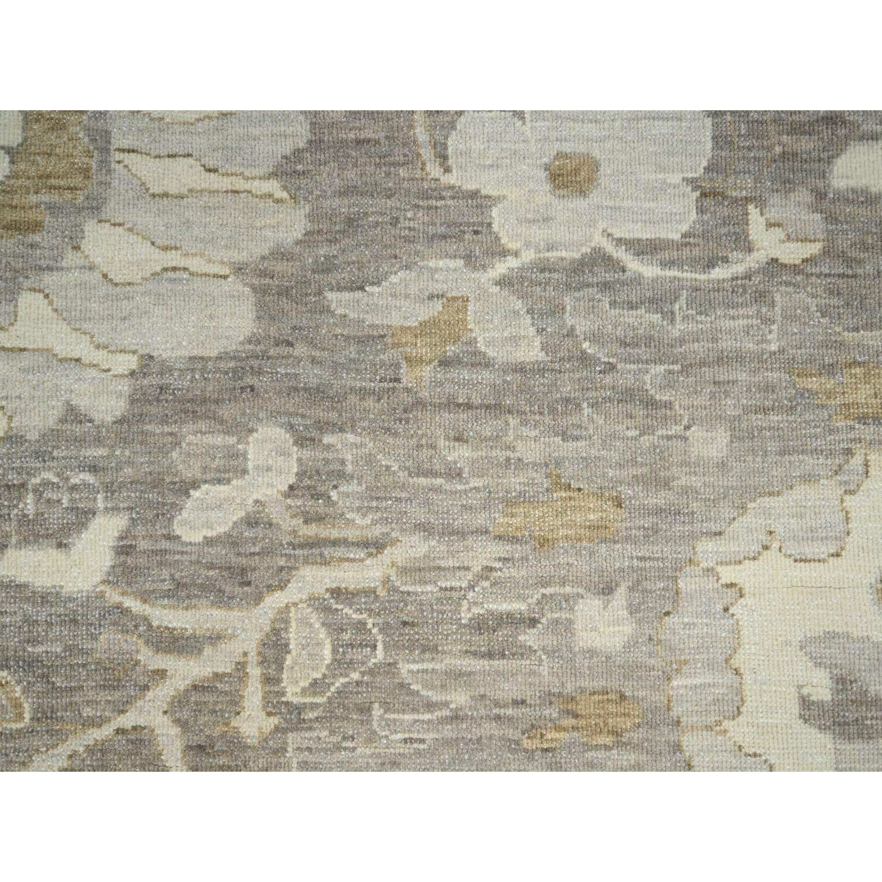 Laine Tapis oriental gris noué à la main avec motif de fleurs de Ziegler Mahal 9'x11'10