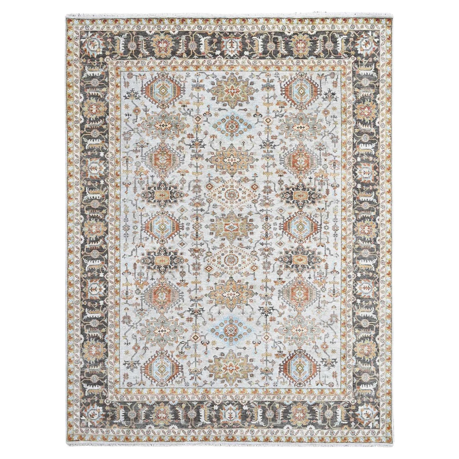 Tappeto 9
x11
10" grigio Karajeh Design Medaglioni geometrici annodati a mano in pura lana