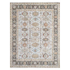 9
x11
10" Grauer Karajeh Design Geometrische Medaillons Handgeknüpfter Teppich aus reiner Wolle