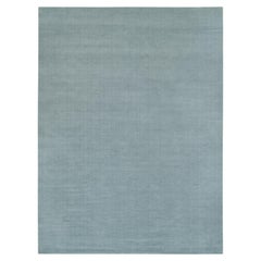 9'x11'10" Gray Loom Knotted Plain Wool and Plant Based Silk Oriental Rug