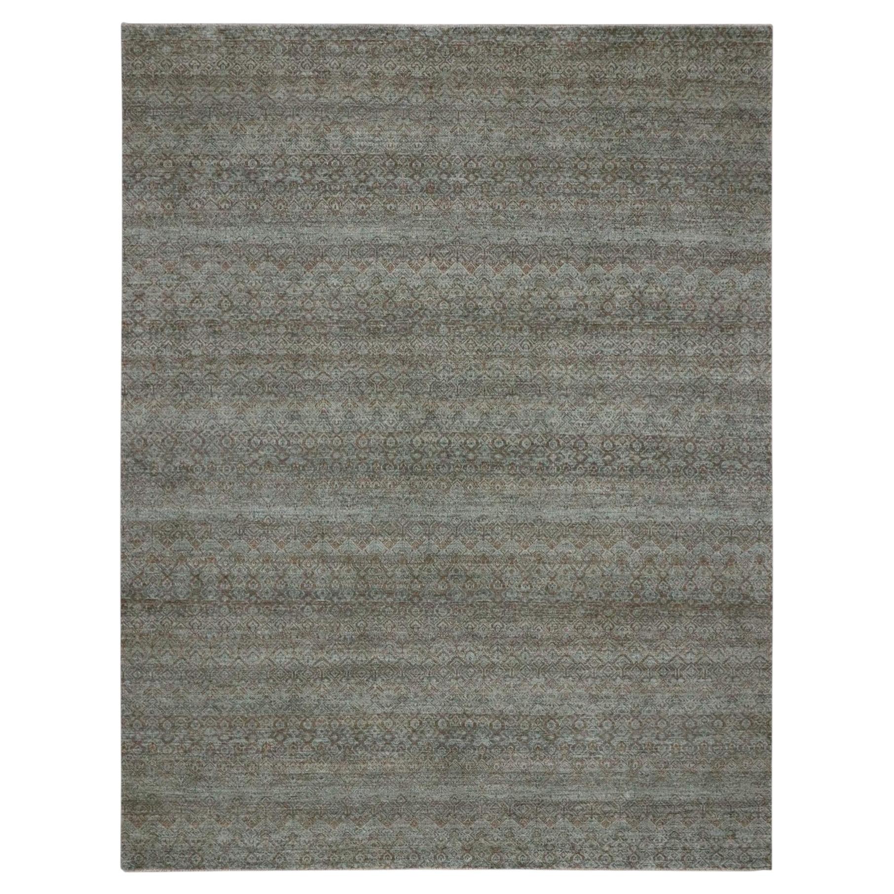 Alfombra oriental de lana pura verde, tejida a mano, de 9'x11'10", con diseño Kohinoor Herat