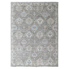 9'x11'10" Green Supple Collection Oushak All Over Design Wool Hand Knotted Rug