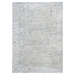 9'x11'10" Gris verdâtre Antiquités Perse avec Mahal Design Rugs en laine noués à la main