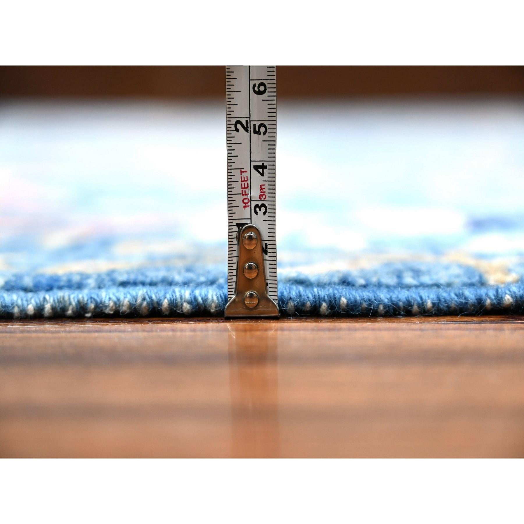 Tapis oriental Peshawar bleu marlin noué à la main 9'x11'10