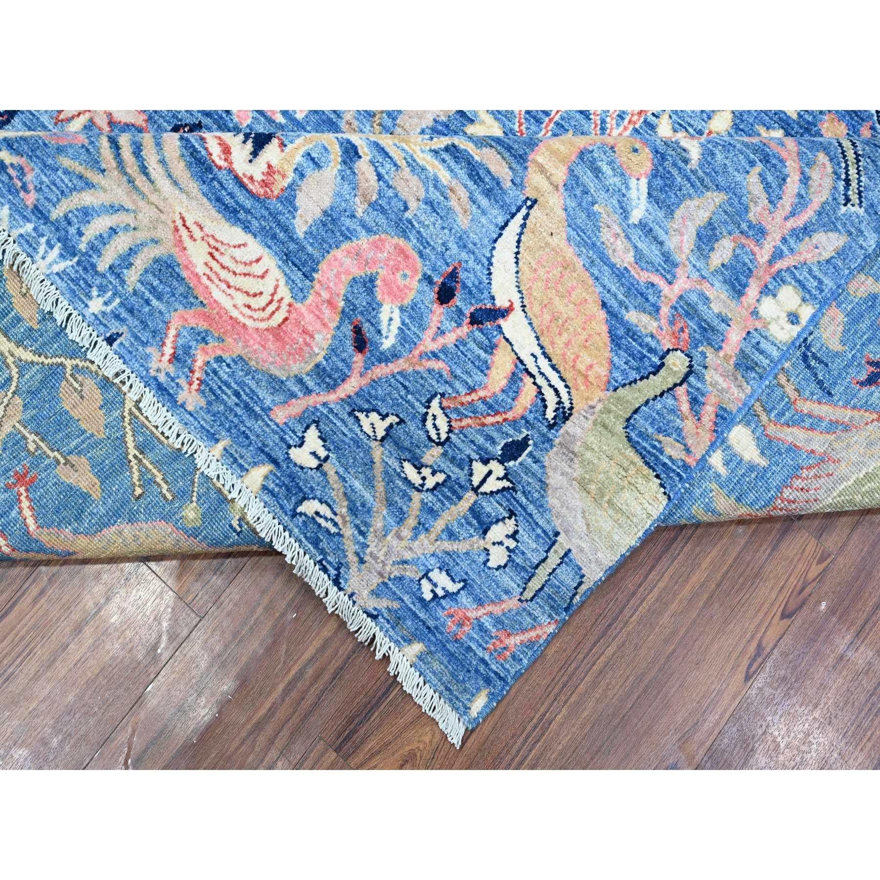 Tapis oriental Peshawar bleu marlin noué à la main 9'x11'10