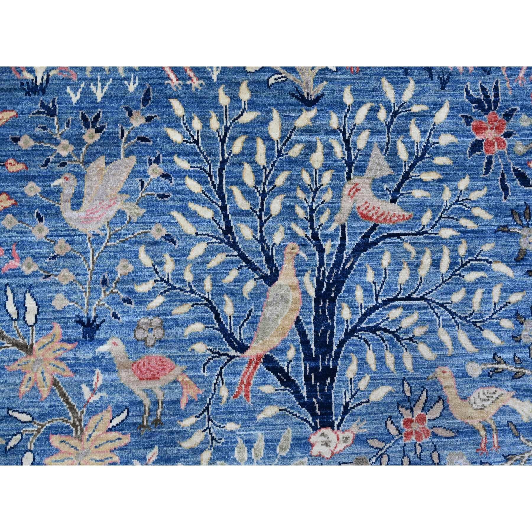Laine Tapis oriental Peshawar bleu marlin noué à la main 9'x11'10