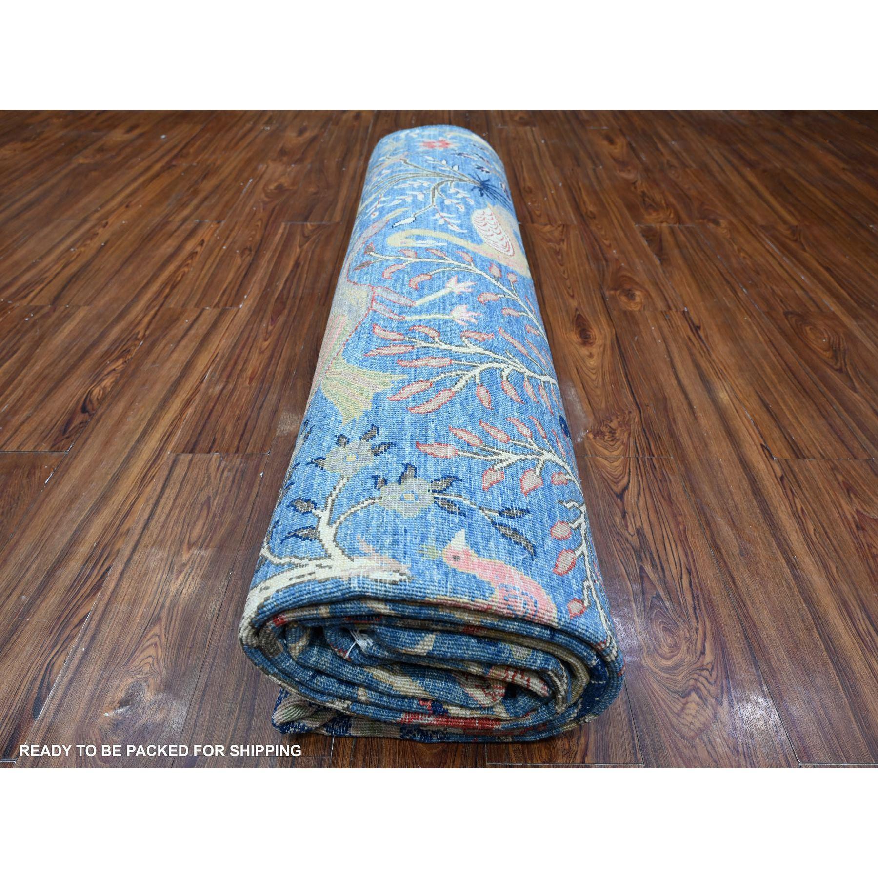 Tapis oriental Peshawar bleu marlin noué à la main 9'x11'10
