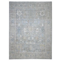 9'x11'10" Medium Gray Soft And Velvety Wool Heris All Over Design Oriental Rug