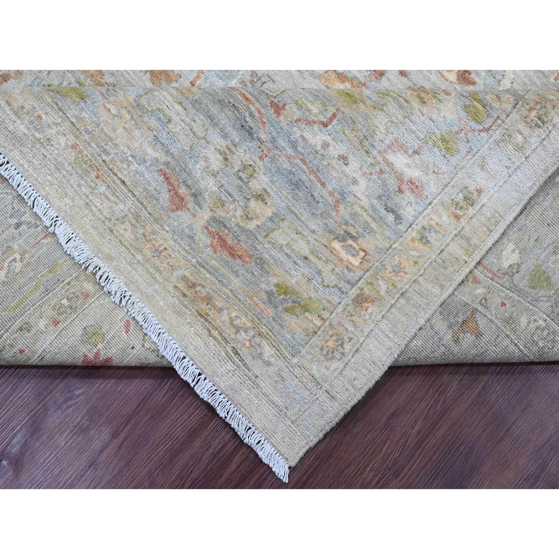 Alfombra oriental de lana Ziegler Mahal con diseño integral anudada a mano, gris niebla, 9'x11'10 en Nuevo estado para la venta en Carlstadt, NJ