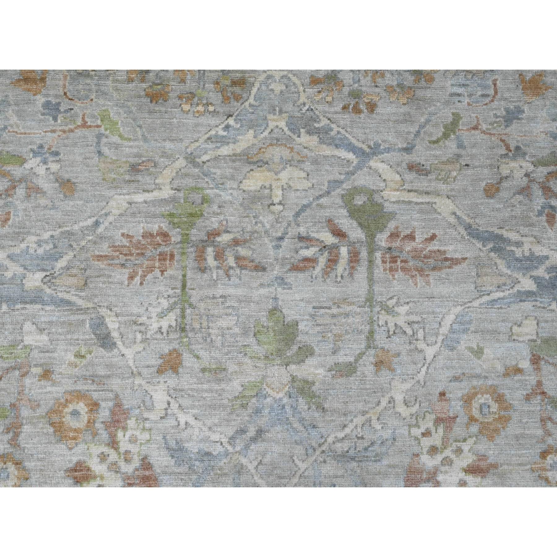 Alfombra oriental de lana Ziegler Mahal con diseño integral anudada a mano, gris niebla, 9'x11'10 Lana en venta