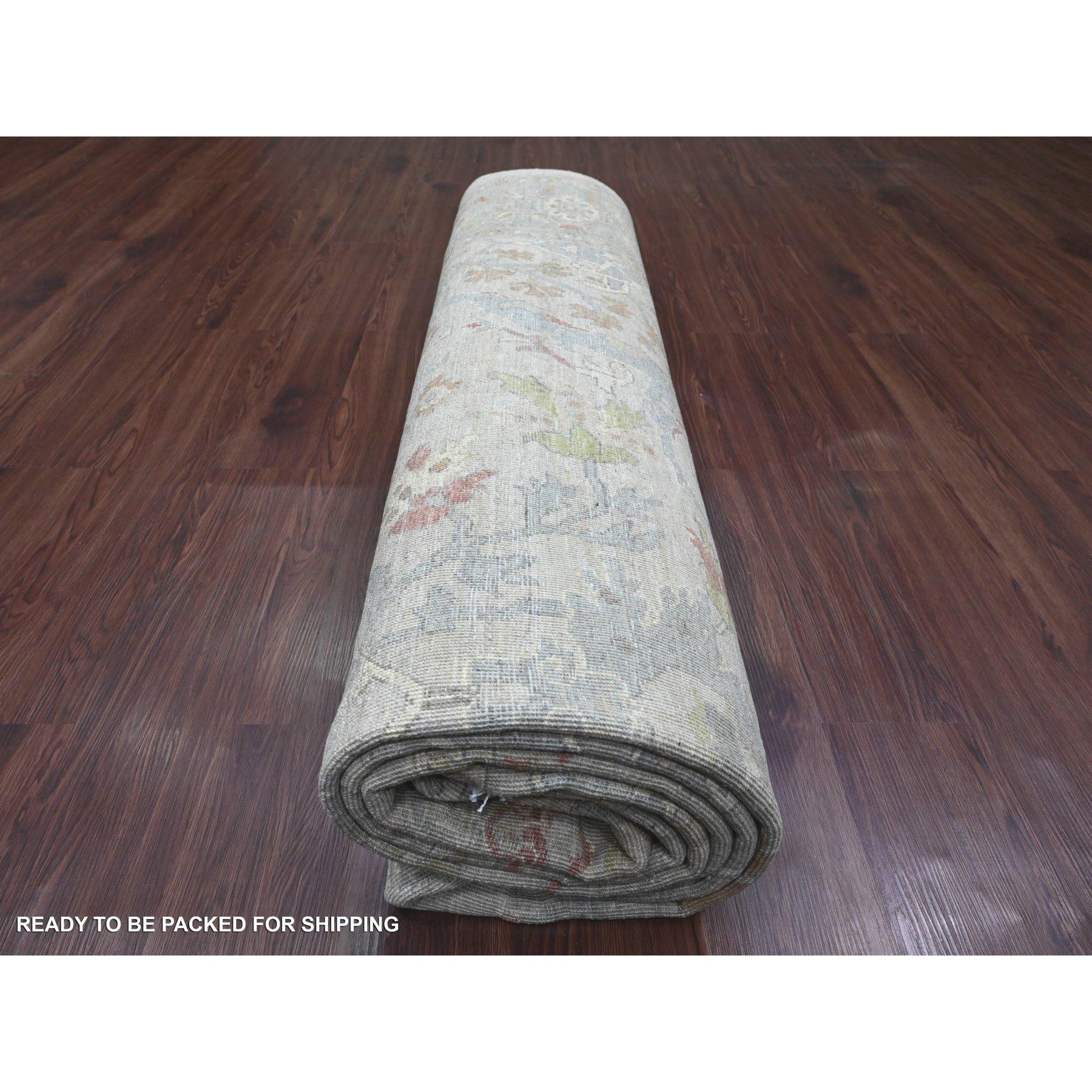 Alfombra oriental de lana Ziegler Mahal con diseño integral anudada a mano, gris niebla, 9'x11'10 en venta 1