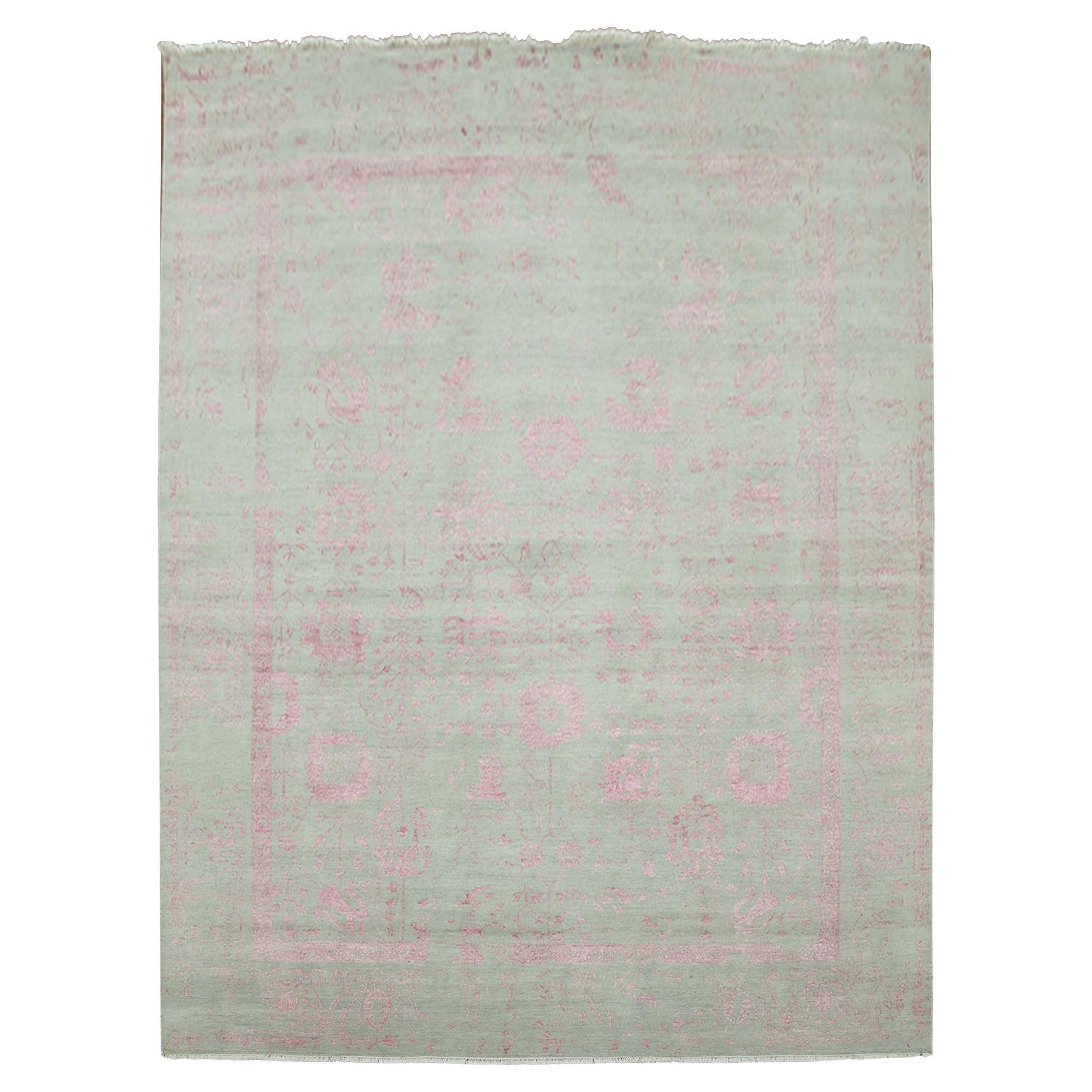 9
x11
10" Sage Gray, Broken Erased Persian Design Wolle und Seide Hand Knotted Rug