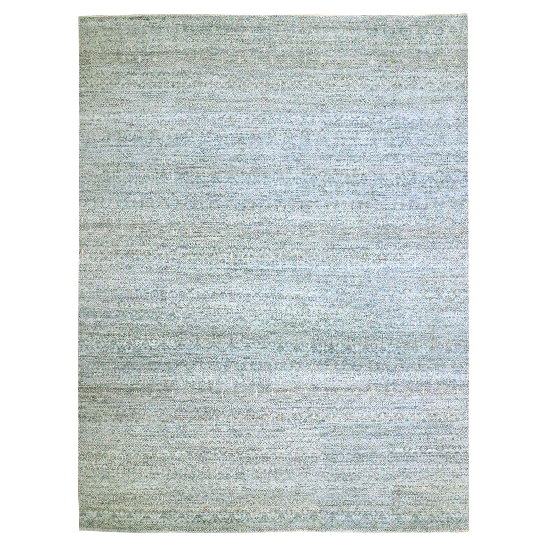 9'x11'10" Silver Blue Kohinoor Herat Geometric Design Hand Knotsted Soft Wool Rug