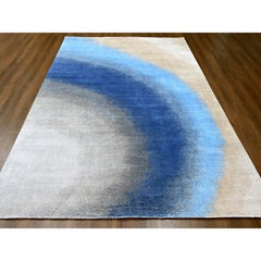 9'x11'10" THE SKY AND OCEAN, modernes Design, handgeknüpfter Teppich aus 100% Wolle