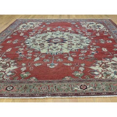 9'x11'3" Red Hand-Knotted Antique Farsian Serapi Open Field Oriental Rug