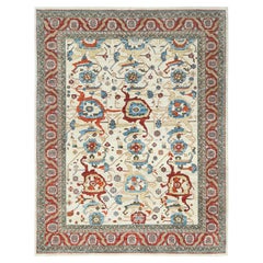 9'x11'4" Ivory, Afghan Peshawar Heriz  Design Wool Hand Knotted Oriental Rug